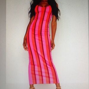 Striped pink and red dress